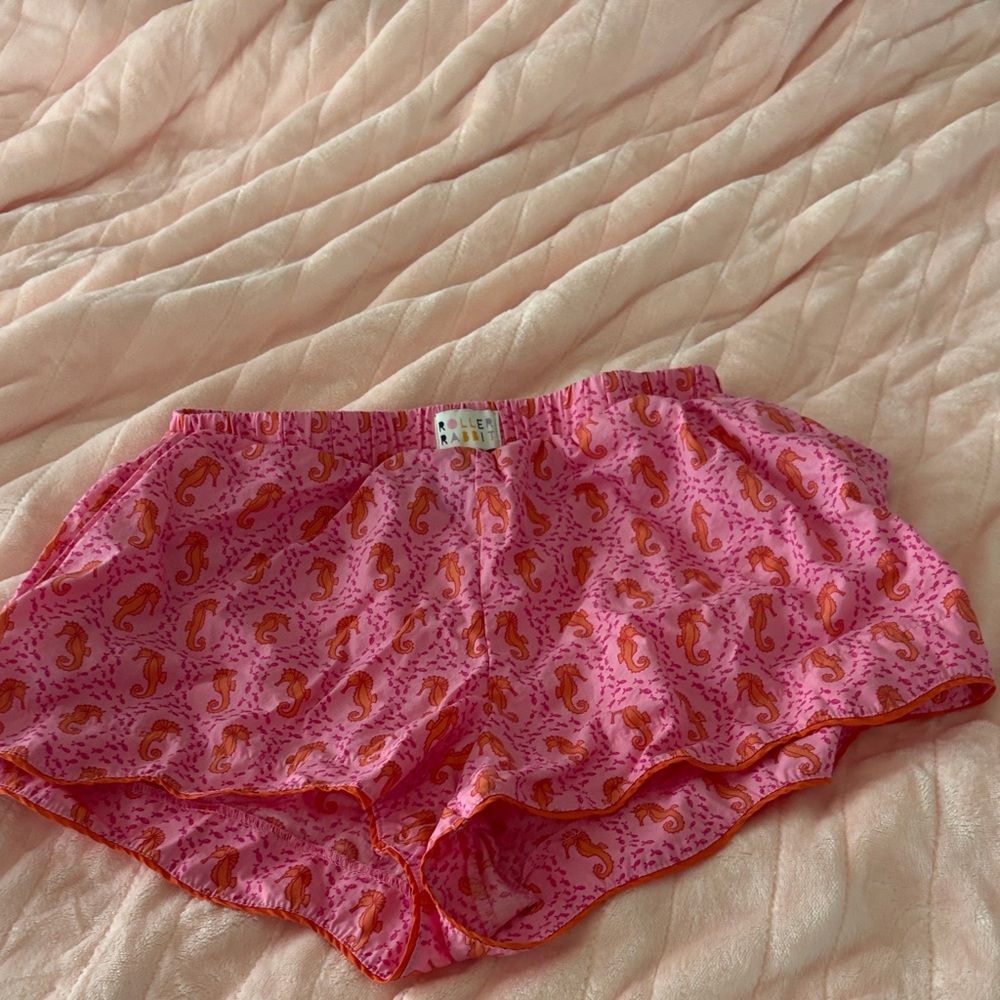 Roller Rabbit Pink and Orange Seahorse Women's Pajama Shorts